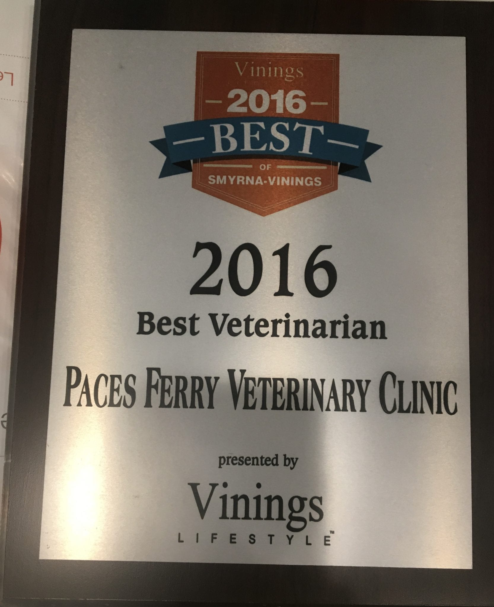 best veterinarian award in vinings, ga
